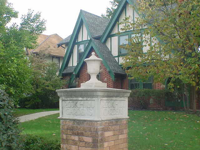 house with marker in front